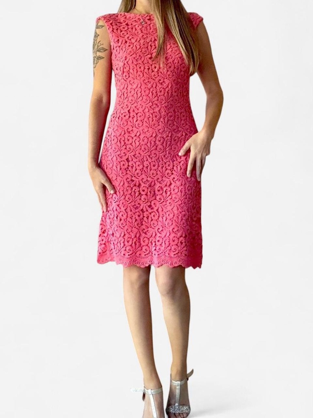 Ralph Lauren Coral Lace Midi Dress